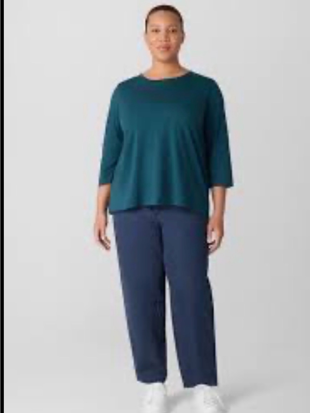 Eileen Fisher Teal Relaxed Boatneck Top Jersey knit 1x